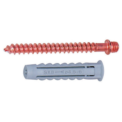 Tassello Con Doppia Vite M6 In Ottone Ramato- Lungh. 6- Fisch- Pezzi 10