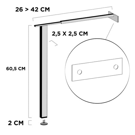 Coppia Piedini Regolabili Per Lavatoi A Canale Cm 60- Dh- Pezzi 1