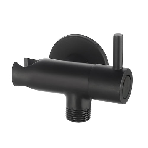 Presa Acqua Tonda Con Supporto Doccia E Arresto- Nero Opaco- Dh- Pezzi 1