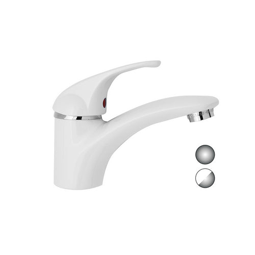Monocomando Lavabo Serie Marzia- Bianco Opaco-Cromo- Euror- Pezzi 1