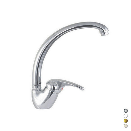 Monocomando Lavello Monof.Canna Alta Maniglia Later. Serie Marzia- Bianco Opaco- Euror- Pezzi 1