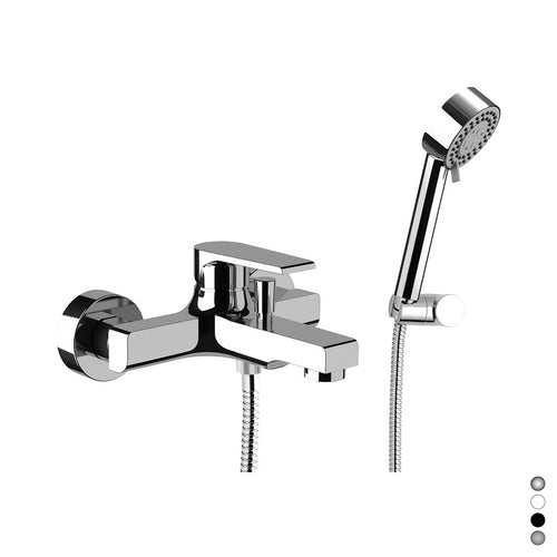 Monocomando Vasca Esterno Con Accessori Linea Artic- Nichel Spazzolato- Maria- Pezzi 1