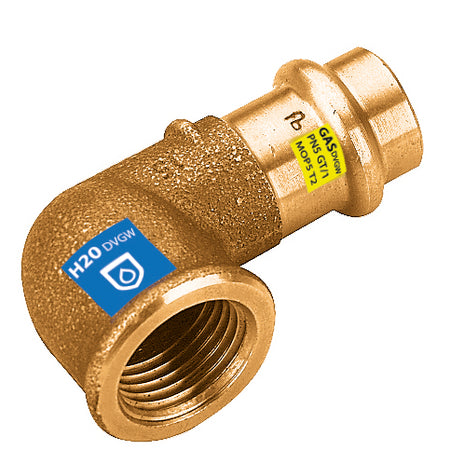 Gomito 90 ° In Bronzo A Pressare F X Fil F Acqua/Gas- Diam. 22 X 3/4- Frabo- Pezzi 1