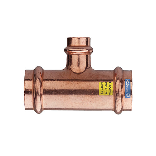 T Ridotto Fff In Rame A Pressare Acqua/Gas- Diam. 28 X 22 X 28- Frabo- Pezzi 1