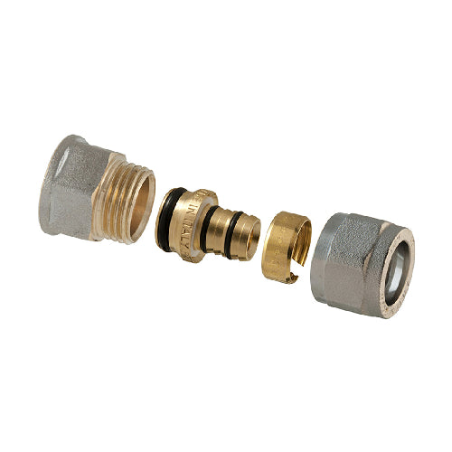 Raccordo Diritto Femmina A Compressione P/Multistrato 2Pz Assemblato- 1/2 X 1/2 - 16 (2,00)- Tdmb- Pezzi 1