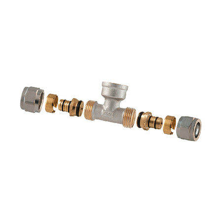 Raccordo Tee Femmina A Compressione Per Multistrato 2Pz Assemblato- 1-26 X 1 X 1-26- Tdmb- Pezzi 1