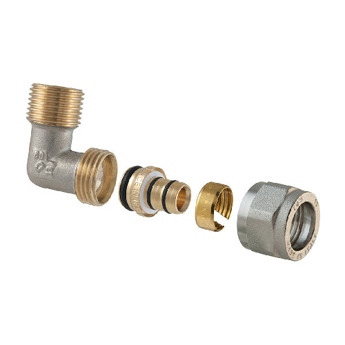 Raccordo Curvo Maschio A Compressione Per Multistrato 2 Pz Assemblato- 3/4X3/4-20- Tdmb- Pezzi 1