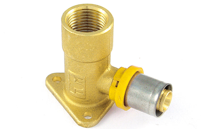 Raccordo Per Multistrato Gas Curvo Femmina Con Flangia 3 Fori- 20 X 1/2- Tiemm- Pezzi 1