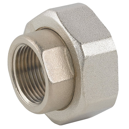 Raccordo In 2 Pz Ff Per Pompa In Ottone Nichelato Con Guarnizione- 1/2 X 1- Caval- Pezzi 1