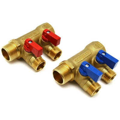 Collettore Nino Giallo C/Valvola A Sfera Da 3/4 X 16 2 Vie- 3/4 X 1/2 X 16- Tiemm- Pezzi 1