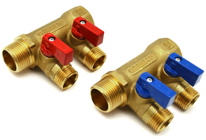 Collettore Nino Giallo C/Valvola A Sfera Da 3/4 X 16 2 Vie- 3/4 X 1/2 X 16- Tiemm- Pezzi 1