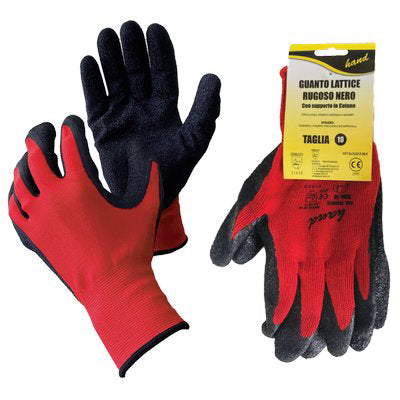 Guanto Lattice Rugoso Nero Hv Workit - Maglia Pesante Cotone Rosso 10- 12 Paia