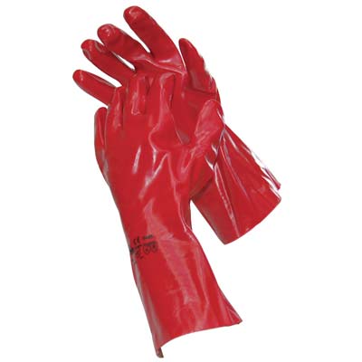 Guanto Pvc Rosso - Maglia Cotone Taglia Unica- 12 Paia