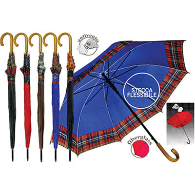 Ombrello Pioggia Golf - Pl/Metallo 8 Stecche Automatico Cm 134 Antivento- 3 Pezzi