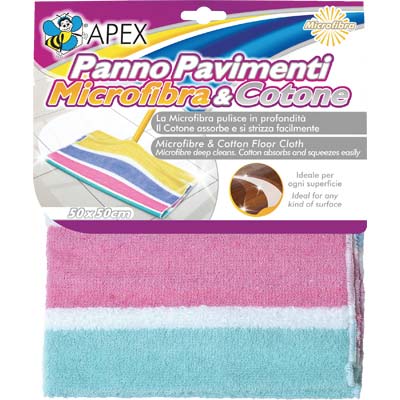 Strofinaccio Pavimento Cotone + Microfibra Apex - Cm 50X50- 15 Pezzi