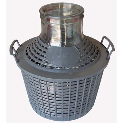 Damigiana Bocca Larga Vestita Vetro/Plt Lt 10