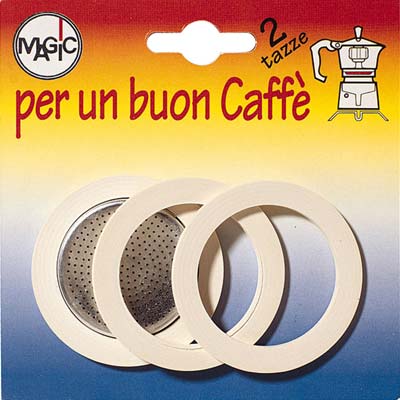 Guarnizione + Filtro Moka - Tazze 2 Cf=Pz 3+1 Filtro- 12 Confezioni