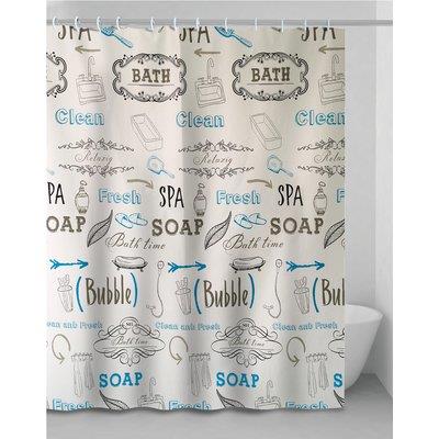 Tenda Doccia Letters - In Vinile + Anelli Cm 180X200- 2 Pezzi