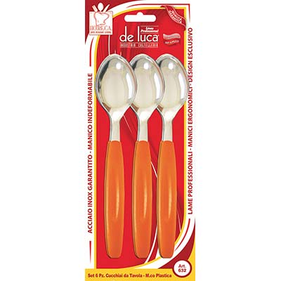 Cucchiaio Tavola Super De Luca - Manico Plt/Inox Cf=Pz 6 Colori Assortiti- 2 Confezioni