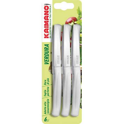 Coltello Verdura Dinamik Kaimano - Manico Plt Bianco/Inox Cm 8,5 Cf=Pz 6- 2 Confezioni