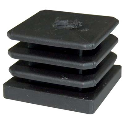 Puntale Interno Quadro Alettato E Filettato - Pe Nero Foro Ma10 Mm 40X40- 10 Pezzi