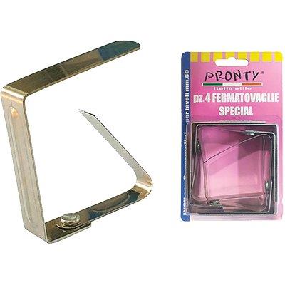 Fermatovaglie A Molla Gigante Pronty - Inox Cf=Pz 4- 12 Confezioni