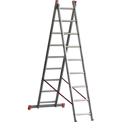 Scala Parallela 2 Rampe Orange 2 Marchetti - Alluminio En 131 H.Cm 190/320 Pioli 2X 7