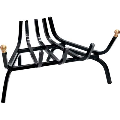 Brucialegna Angolare X Camino Ferro Battuto + Pomi Ottone Cm 40