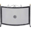 Parascintille Camino Curvo Ferro Battuto + Pomi Ottone Cm 60X50