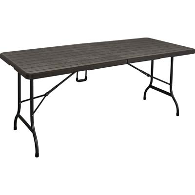 Tavolo Wood Domus Hdpe Marrone/Acciaio Cm 180X75 H.Cm 74