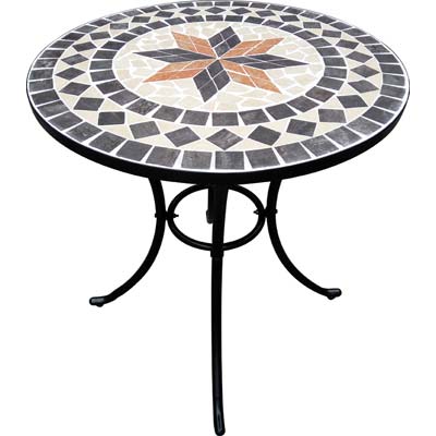 Tavolo Mosaico Capri Domus Cm 60 H.Cm 70 Base Acciaio Vern