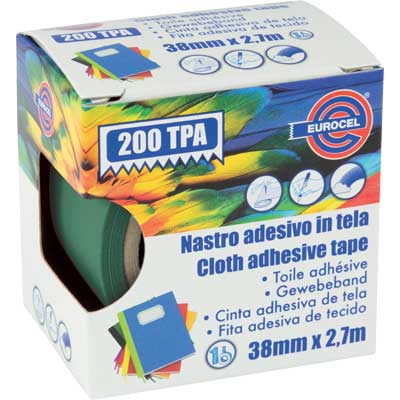 Nastro Adesivo Telato 200 Tpa Eurocel - Verde Mm 38 Ml 2,7- 4 Pezzi