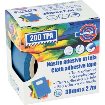 Nastro Adesivo Telato 200 Tpa Eurocel - Blu Mm 38 Ml 2,7- 4 Pezzi