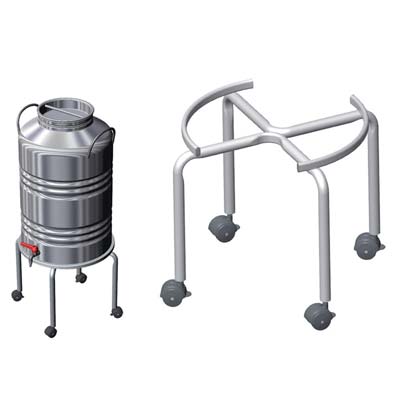 Piedistallo + Ruote X Fustino Serbatoio Acciaio Vern D.Cm 38 H.Cm 36