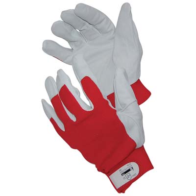 Guanto Driver Fiore Bovino/Tela Elastica Workit - Bianco/Rosso + Strap 10- 12 Paia