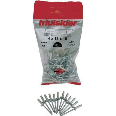 Rivetto A Strappo Alluminio Testa Larga Friulsider - Mm 4,8X25 Testa Mm 14 Cf=Pz 25- 10 Confezioni