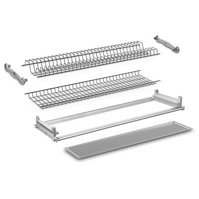 Scolapiatti Scolabicchieri Acciaio Nichelato Supporti Laterali Plt + Vaschetta L.Cm 76