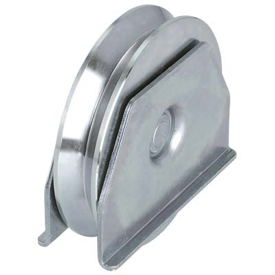 Ruota Cancello A Saldare Gola V 417 Combi Zincata Supporto Laterale + Cuscinetto Mm 100