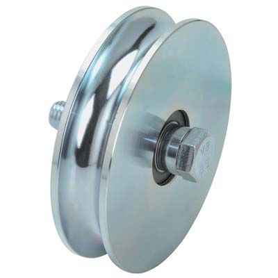 Ruota Cancello A Fissare Gola Tonda 405 Combi Zincata + Doppio Cuscinetto Gola Mm 16 Mm 100