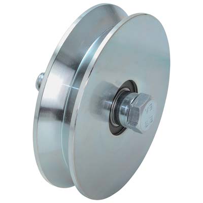 Ruota Cancello A Fissare Gola V 407 Combi Zincata + Doppio Cuscinetto Mm 160