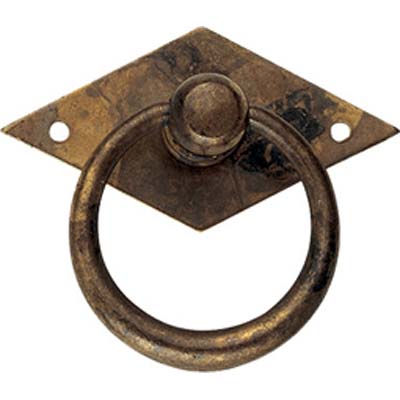 Maniglietta Mobili Antico Mg28 Metalstyle - Zama Ottone Anticato + Base Mm 50X44- 5 Pezzi