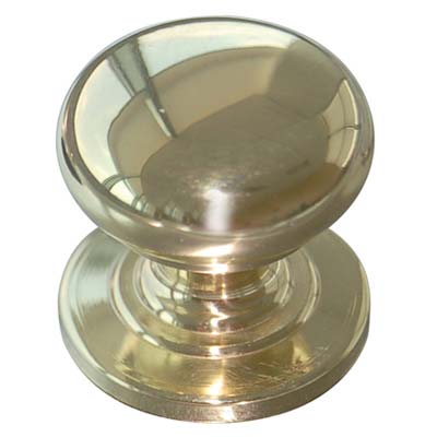 Pomolo Ottone Tornito Sfera Piana 2460 - Lucido Mm 25X30- 5 Pezzi