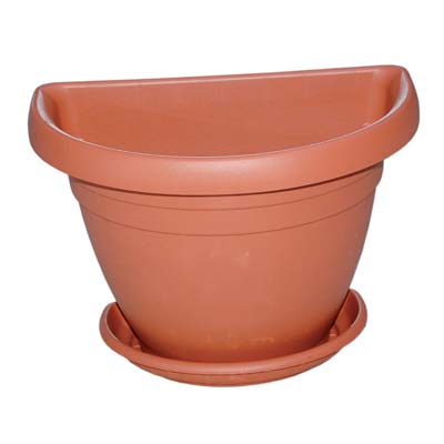 Vaso + Sottovaso Mezzotondo Mimosa Ics - Pp Terracotta Cm 30X20 H.Cm 22- 6 Pezzi