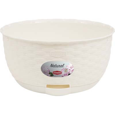 Ciotola Rattan Natural Stefanplast - Pp Bianco Cm 30 H.Cm 14,5- 2 Pezzi