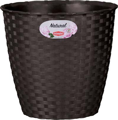 Vaso Rattan Tondo Natural Stefanplast - Pp Moka Cm 29 H.Cm 26,5- 2 Pezzi