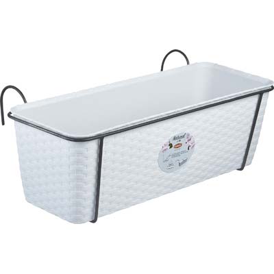 Cassetta + Riserva +Balconiera Natural Stefanplast Pp Rattan Bianco Cm 50X18 H.Cm 16