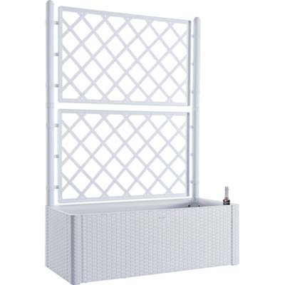 Fioriera + Grigliato Natural Deluxe Stefanplast - Pp Rattan Bianco Cm 100X43 H.Cm 142
