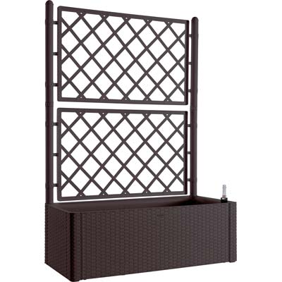 Fioriera + Grigliato Natural Deluxe Stefanplast - Pp Rattan Moka Cm 100X43 H.Cm 142