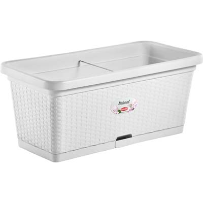 Cassetta + Riserva + Ruote Natural Stefanplast Pp Rattan Bianco Cm 80X40 H.Cm 34