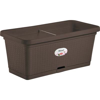 Cassetta + Riserva + Ruote Natural Stefanplast Pp Rattan Moka Cm 80X40 H.Cm 34